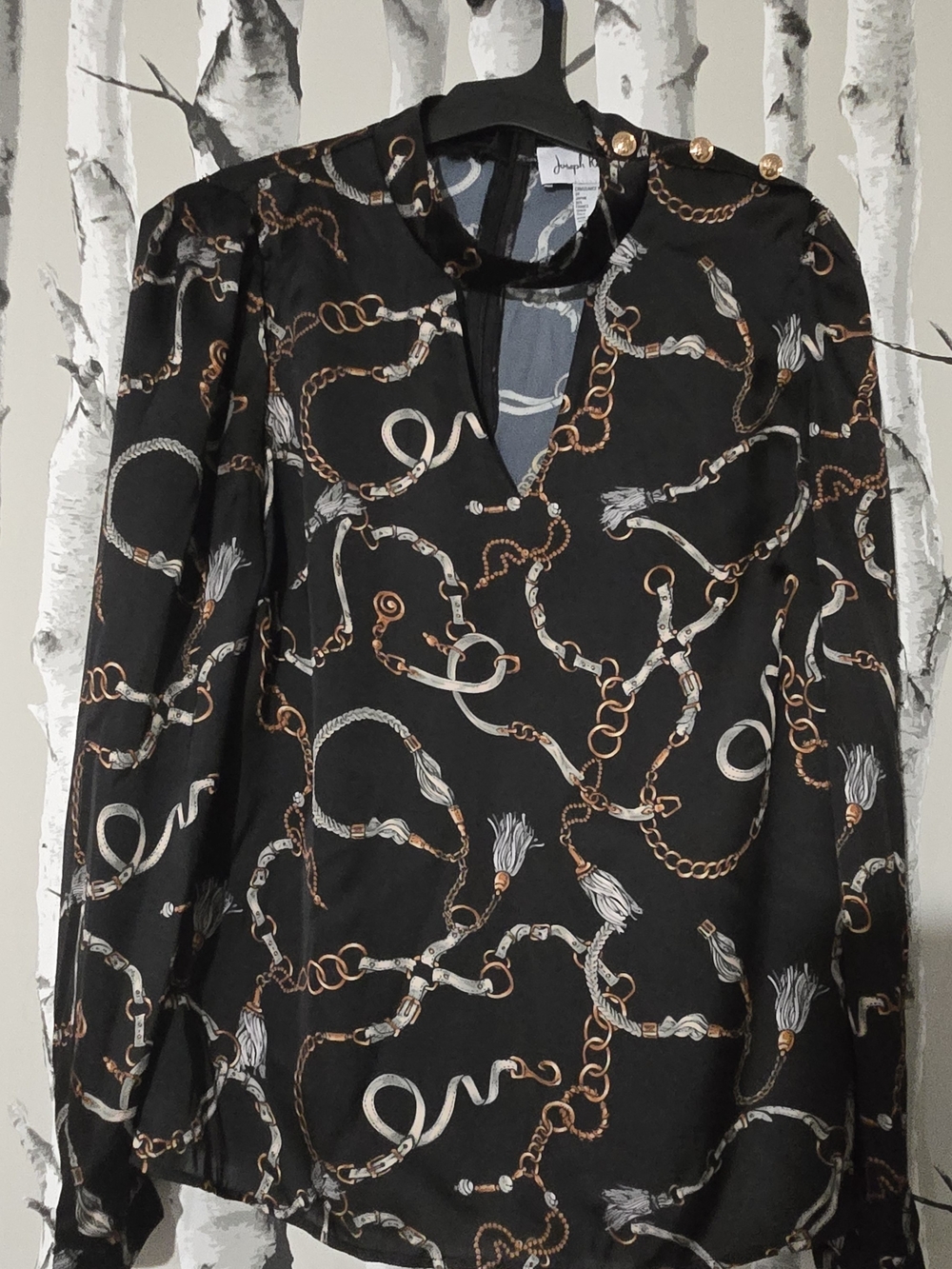 Joseph Ribkoff Black Top with Metallic Accents Size 10